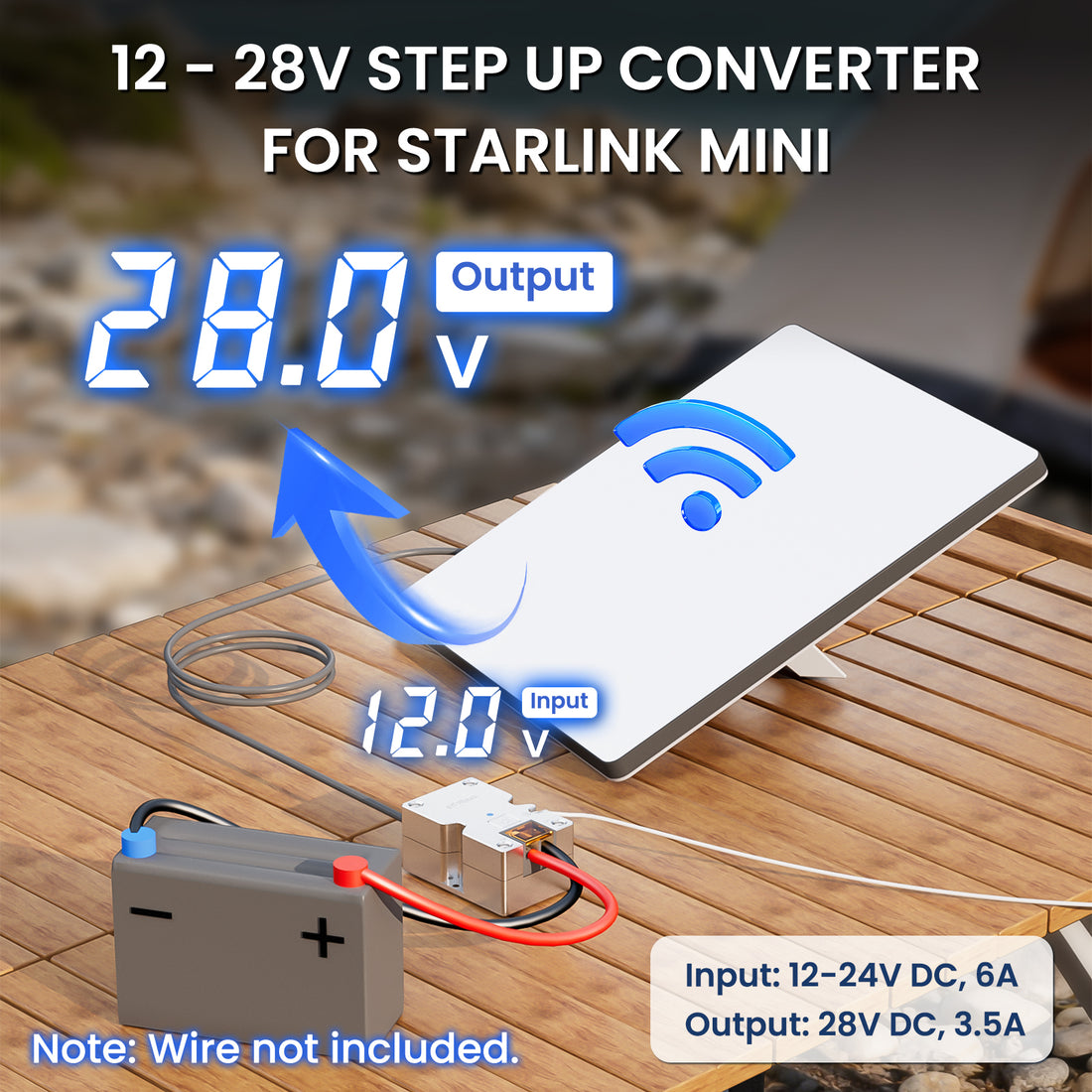 Starlink Mini 12V Adapter, DC Step Up Converter 12-24V to 28V 3A with On/Off Switch for Starlink Mini DC Power Supply Cable Battery Pack, Starlink Mini Accessories for RV/Truck/Boat/Outdoor Use