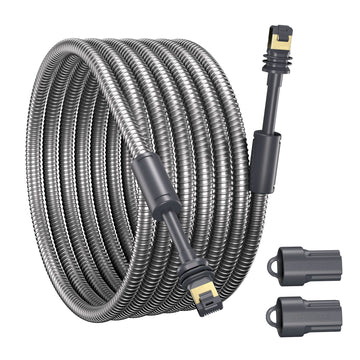 Starlink Cable Gen3, 15M/49FT Heavy Duty Armored Cable for Starlink Standard Gen 3/Mini Stainless Steel Sleeve Outdoor Waterproof Chew Proof