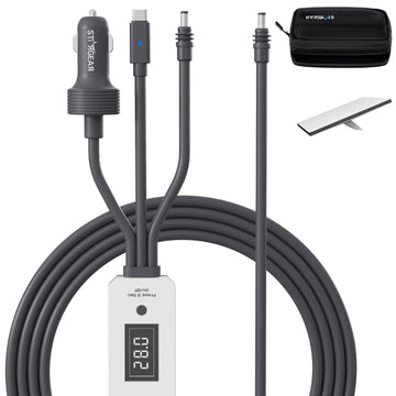 Starlink Mini Cable 10FT/3M, 3 in 1 Cable with Digital Voltage Display & On/Off Switch, 16AWG USB-C/Cigarette Lighter Car Adapter/DC to DC Starlink Mini Power Cable, Work with 140W+ PD Supply