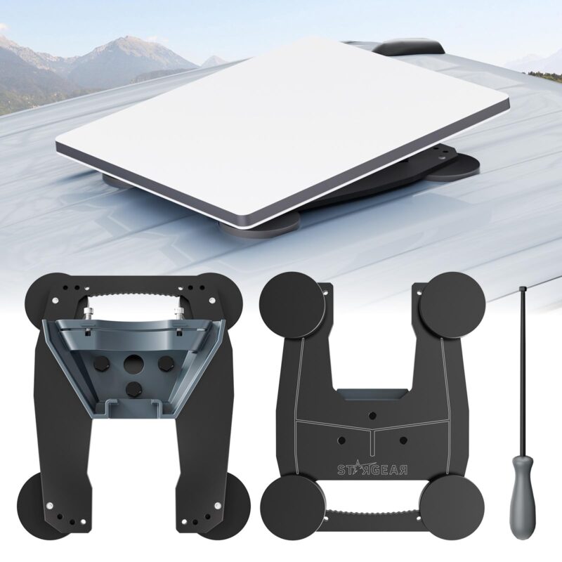 Starlink Mini Mount, 200lbs Heavy Duty Starlink Mini Magnetic Mount with Adjustable Magnets Installation Holes, Lockable Star Link Mini Roof Mounting Kit for RV Car Boat Truck-Aluminum Alloy