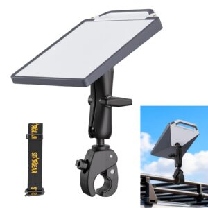 Starlink Mini Clamp Mount with Protective Silicone Case, 2 in 1 Satellite Dish Mounting Kit & Cover with Adjustable Clamp Mount Handle Shoulder Strap & 1/4"-20 Nuts for RVs Car Boat/Road Trip-Grey