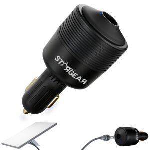 Starlink Mini Car Adapter 12V to 24V DC Step Up Converter with 60W Car Cigarette Lighter Adapter, Starlink Mini 12V Adapters Supports 16 AWG Official 30M, Ideal for RV, Boat, Trailer（Black）