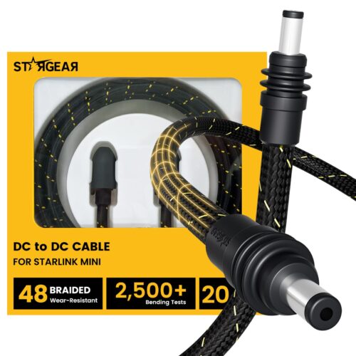 Starlink Mini Cable 16.4FT, Braided Wear-Resistant 20AWG Replacement Starlink Mini DC Power Cable Starlink Mini Accessories, Starlink Power Cord Outdoor (5M)