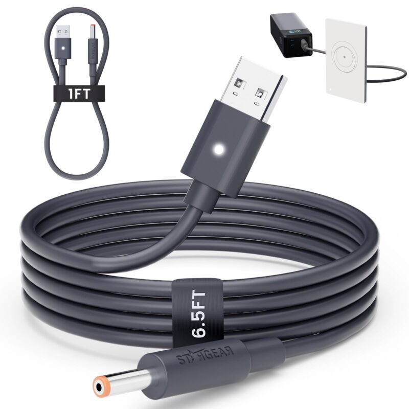 Starlink Router Mini Cable 2 Pack (1FT 6.5FT) USB A to DC Power Cable Compatible with Mini Router, Plug and Play QC 3.0 9V Compatible Replacement for Starlink Internet Kit​