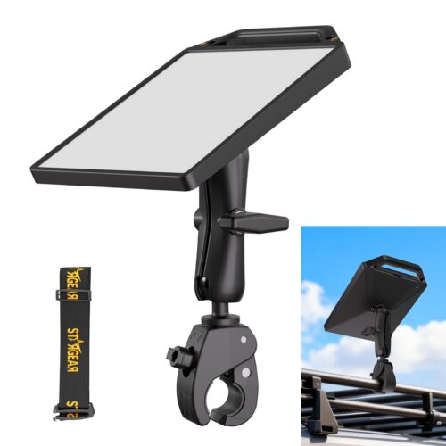 Starlink Mini Clamp Mount with Protective Silicone Case, 2 in 1 Satellite Dish Mounting Kit & Cover with Adjustable Clamp Mount Handle Shoulder Strap & 1/4"-20 Nuts for RVs Car Boat/Road Trip