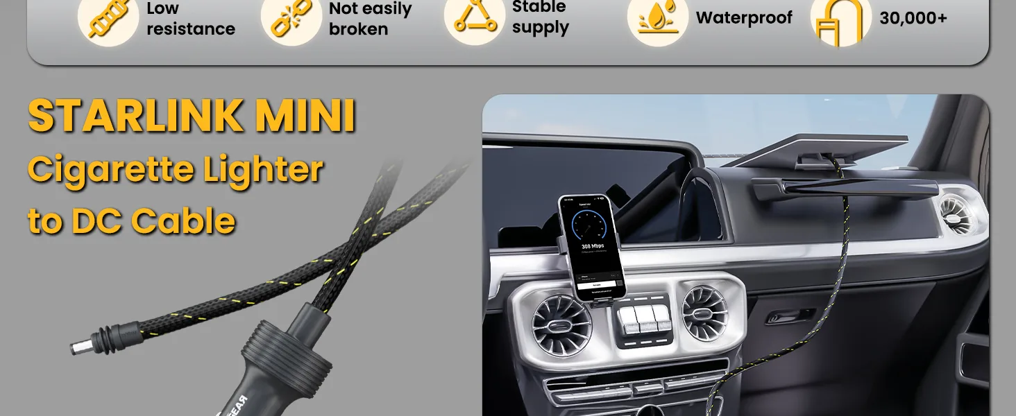 broken cigarette lighter in car Starlink Mini Cigarette Lighter Cable – 12-48V Braided
