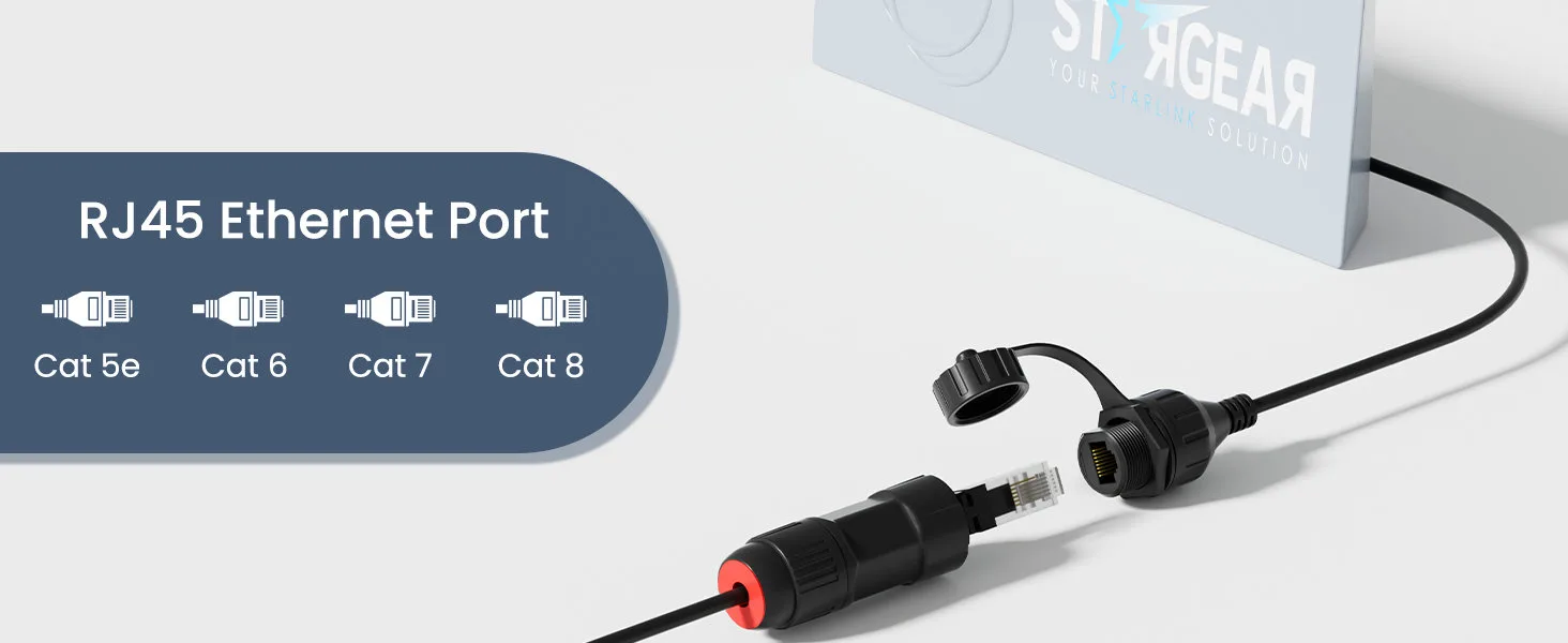 STARGEAR Starlink ethernet adapter for Standard 4/4X and MiniIP67 waterproof RJ45 coupler for Starlink network Starlink ethernet cable extension adapter for RV use Plug-and-play Starlink RJ45 connector with metal shielding