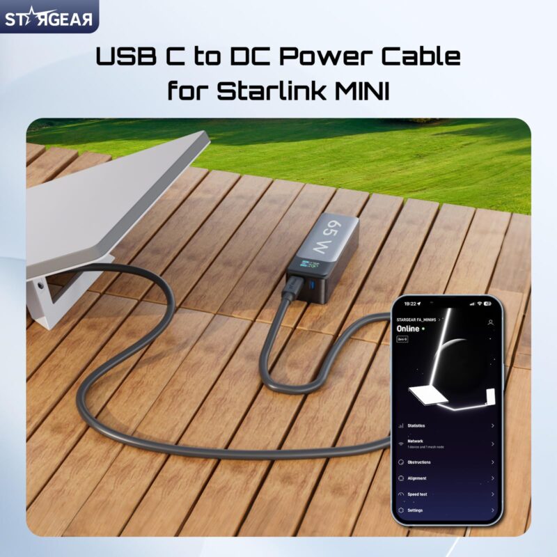 Starlink Mini Cable , 18AWG 140W Starlink USB C to DC Power Cable Cord, Waterproof Barrel Jack, Mini Accessories Work with 65W+ PD Source, Compatible with 28V PPS 20V PD Protocols