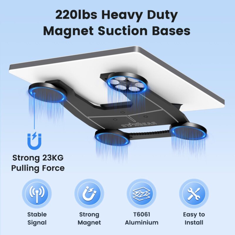 Starlink Mini Mount, 200lbs Heavy Duty Starlink Mini Magnetic Mount with Adjustable Magnets Installation Holes, Lockable Star Link Mini Roof Mounting Kit for RV Car Boat Truck-Aluminum Alloy