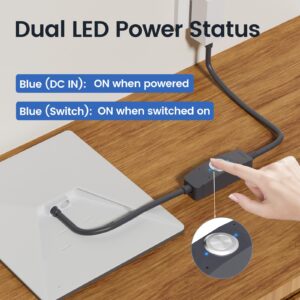 2 Power Switch for Starlink Mini/Gen 3 Cable, 16mΩ IP67 Waterproof with Magnetic Base Outdoor Switch, 16AWG 1FT Extension Cable Power Cord & Adapter with One-Touch Metal Button&Dual LEDs for RV Camping