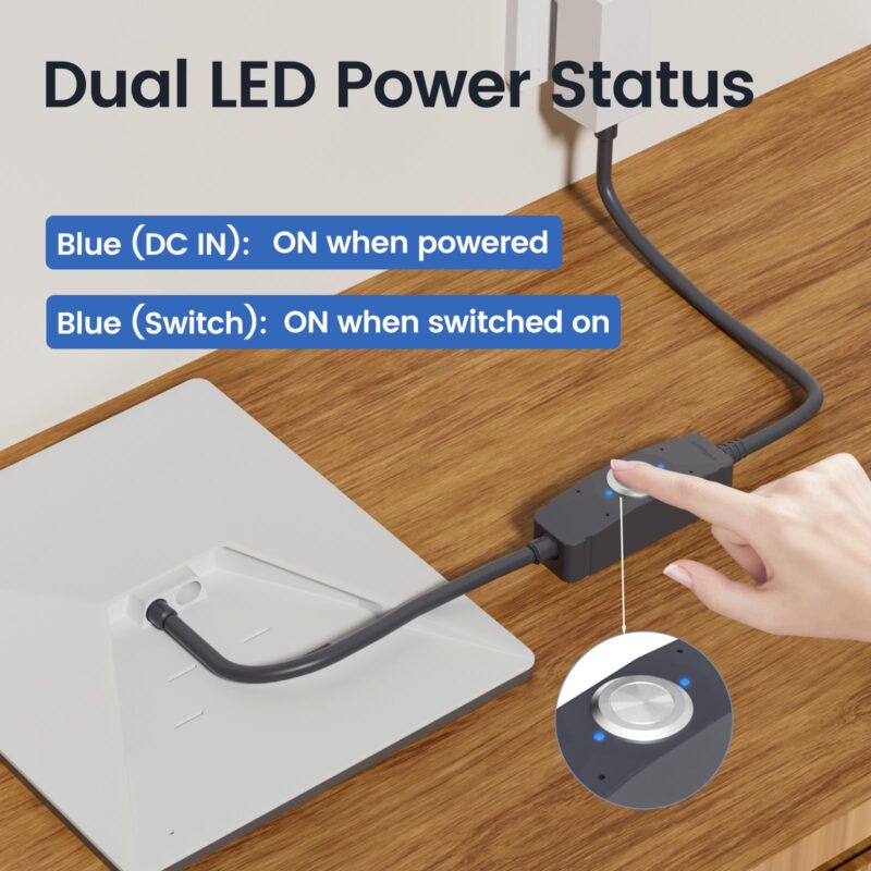 2 Power Switch for Starlink Mini/Gen 3 Cable, 16mΩ IP67 Waterproof with Magnetic Base Outdoor Switch, 16AWG 1FT Extension Cable Power Cord & Adapter with One-Touch Metal Button&Dual LEDs for RV Camping