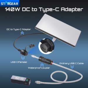 2 Starlink Mini Cable USB C Power Adapter, DC Male to Type-C Female Adapter Cable with Waterproof Coupler, Starlink Accessories Work with 28V/20V PD Source