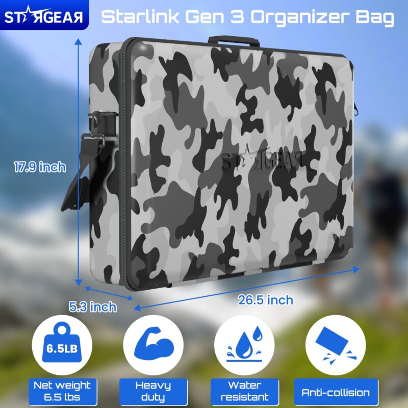Starlink Gen 3 Standard Case, Starlink Standard Protective Carrying Case Storage with Satellite Dishe Gen 3 Accessories, Waterproof Shockproof Hard EVA Organizer Travel Bag for Camping RV,Outdoor Use