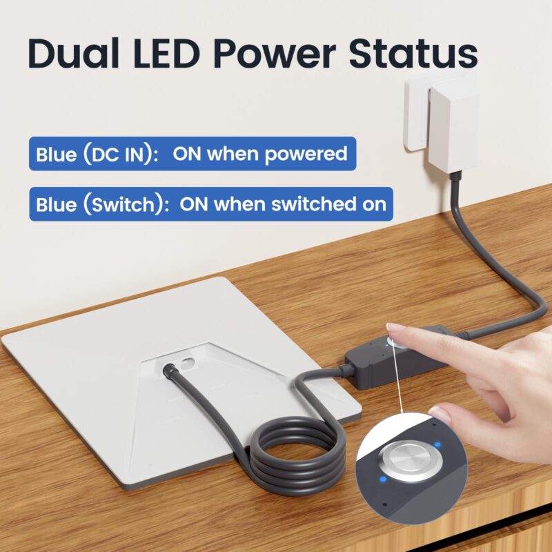 Starlink Mini Cable, IP67 Waterproof Power Switch with Starlink Mini DC Power Cable 6.4FT for Minis and Gen 3, 16AWG Extension Cable&Power Adapter with One-Touch Metal Button&Dual LEDs for RV Camping