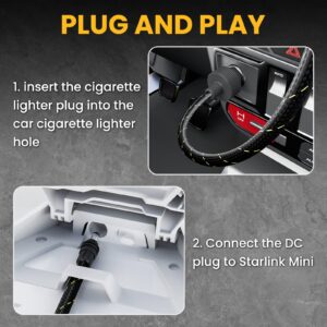 Starlink Mini Cable 12V Power Cable , Braided Wear Resistant Starlink Mini Accessories Cigarette Lighter to DC Cord, 12V to 48V Car Charger Car Adapter