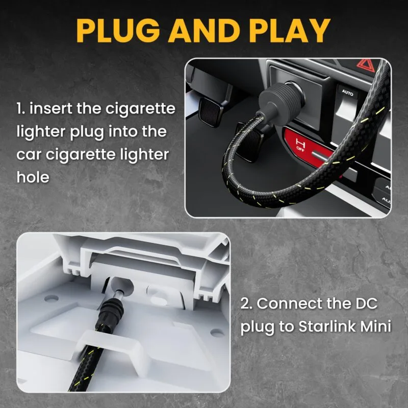 starlink cigarette lighter Starlink Mini Cigarette Lighter Cable – 12-48V Braided