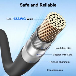 Starink Mini 12V Adapter, Alligator Clips to DC Cable Adapter 12-48V Input for Starlink Mini, 12AWG DC Power Cable with 20A Fuse Protection, DC5521 Female Connector for RV, Boat, Car Battery