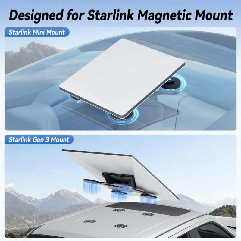 4PCS Starlink Mini/Gen 3 Magnetic Mount Plates, Adhesive Metal Plate Magnetic Pads for Satellite Dish Magnetic Car Mount, Starlink Mounting Accessory for Car Truck SUV Aluminum/Glass Cab Roof
