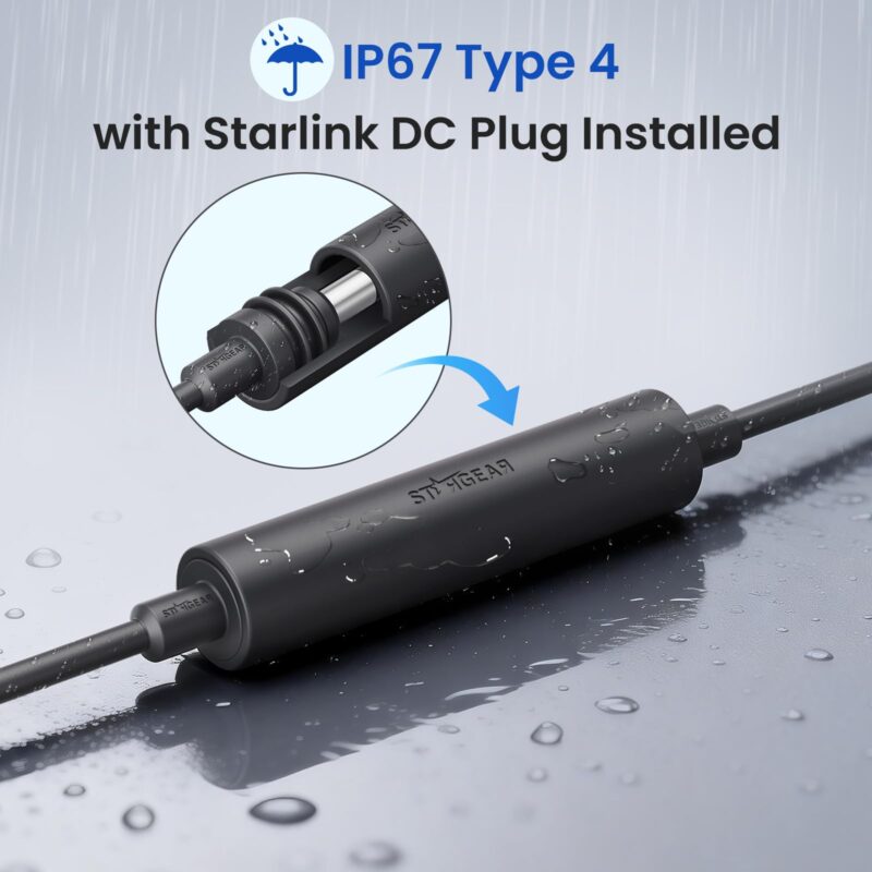 Starlink DC Power Cord Extender, Starlink Mini Power Cable Extension DC Female to Female Coupler with Dual LED, Waterproof DC5521 Power Cable Adapter​for Mini & Gen 3, Ideal for RV/Outdoor Use