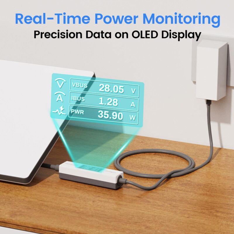 Starlink Power Monitor for Mini & Gen 3, Real-Time Power Meter Tester with OLED Display, On/Off Switch, 0-57V Input/OverCurrent Protection for Starlink Mini Accessories & Car Adapter