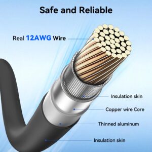 Starlink Mini Power Cable, Alligator Clips to DC Cable 12-48V Input Adapter for Starlink Mini, 12AWG DC Power Cable with 20A Fuse Protection, DC5521 Male Connector for RV, Boat, Car Battery(6.5FT)