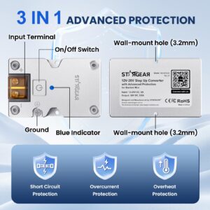 3 Starlink Mini 12V Adapter, DC Step Up Converter 12-24V to 28V 3.5A with On/Off Switch for Starlink Mini DC Power Supply Cable Battery Pack, Starlink Mini Accessories for RV/Truck/Boat/Outdoor Use