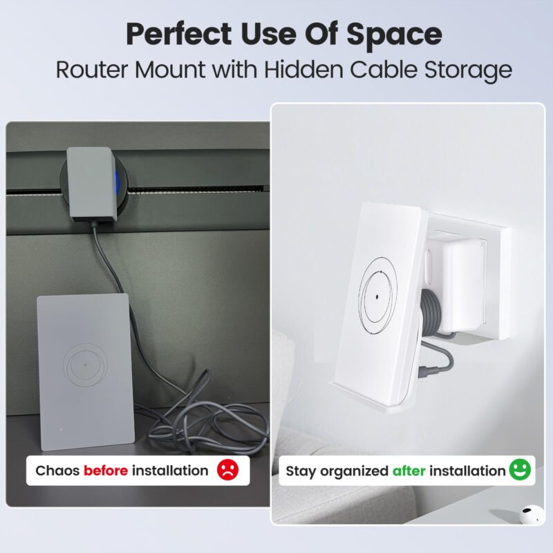 Starlink Router Mount, 2 in1 Wall Mount for Starlink Router Mini and Power Supply Mounting Kit, Hidden Power Adapter Holder for RV/Home/Office, Officially Compatible with Starlinks Mini Mesh Routers
