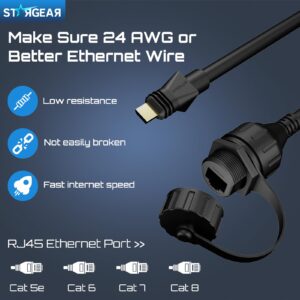 2 Pack Starlink Ethernet Adapter Cable Enterprise Extension to RJ45 Cable, Starlink Cable 22AWG Waterproof SPX-RJ45 Coupler with End Caps