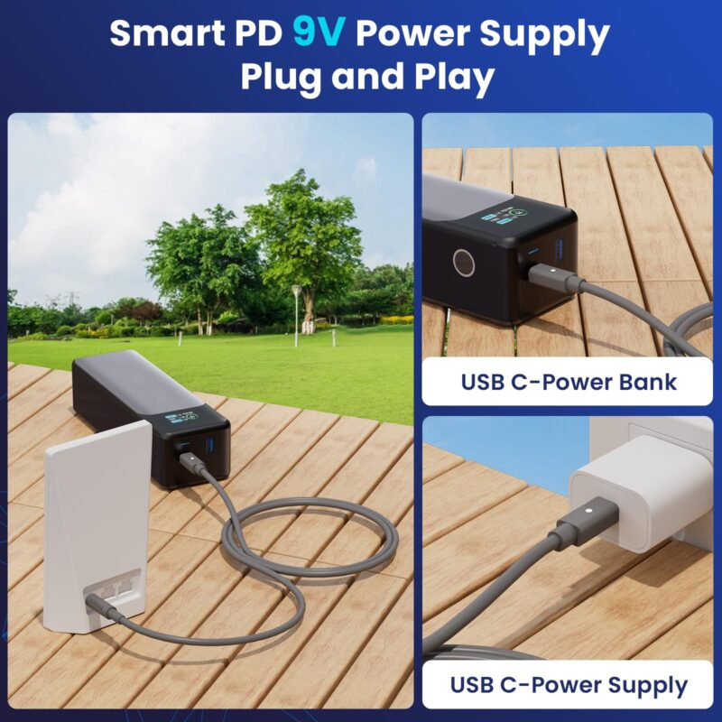 Starlink Router Mini Cable 2 Pack (1FT 6.5FT) USB C to DC Power Cable Compatible with Mini Router, Plug and Play PD 9V Compatible Replacement for Starlink Internet Kit​