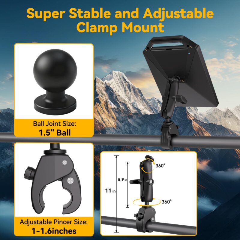 Starlink Mini Clamp Mount with Protective Silicone Case, 2 in 1 Satellite Dish Mounting Kit & Cover with Adjustable Clamp Mount Handle Shoulder Strap & 1/4"-20 Nuts for RVs Car Boat/Road Trip