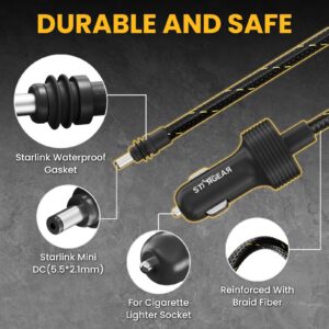 Starlink Mini Cable 12V Power Cable , Braided Wear Resistant Starlink Mini Accessories Cigarette Lighter to DC Cord, 12V to 48V Car Charger Car Adapter