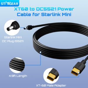 Starlink Mini Cable XT60 to DC Power Cable 5FT, 16AWG XT-60 Male Connector to DC Male Power Cord for FPV Battery Starlink Mini Accessories