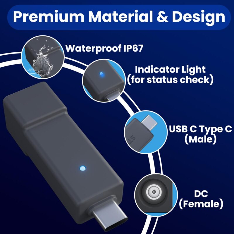 4 Starlink Mini Cable Adapter, USB C to DC Adapter Power Cable Adapter for Starlink Mini, USB C Male to DC Female for Power Cord Work with 20V/65W, 20V/100W, 28V/140W PD Power Source