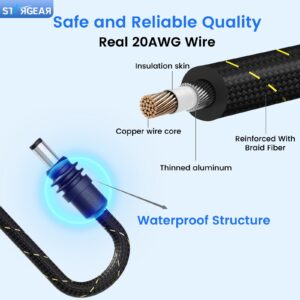 Starlink Mini Cable 6.5FT, Braided Wear-Resistant 20AWG Replacement Starlink Mini DC Power Cable Starlink Mini Accessories, Starlink Power Cord Outdoor (2M)
