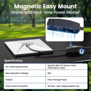 4 Power Switch for Starlink Mini/Gen 3 Cable, 16mΩ IP67 Waterproof with Magnetic Base Outdoor Switch, 16AWG 1FT Extension Cable Power Cord & Adapter with One-Touch Metal Button&Dual LEDs for RV Camping