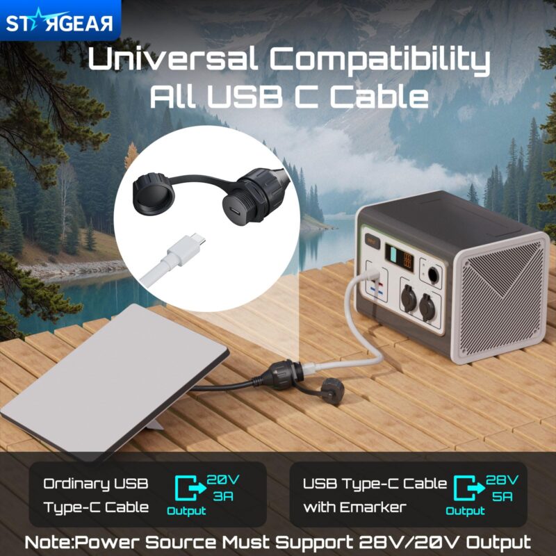 4 Starlink Mini Cable USB C Power Adapter, DC Male to Type-C Female Adapter Cable with Waterproof Coupler, Starlink Accessories Work with 28V/20V PD Source