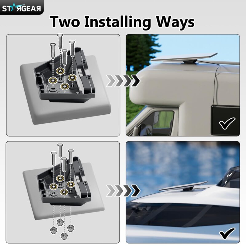 Starlink Gen 3 Mount, Starlink Standard Mounts Mobility Heavy Duty, Anti Theft Flat Mount for Gen 3/V3/REV.4 Satellite Dish, Starlink Kit Accessories for Roof, Car, RV, Boat, Aluminum Alloy