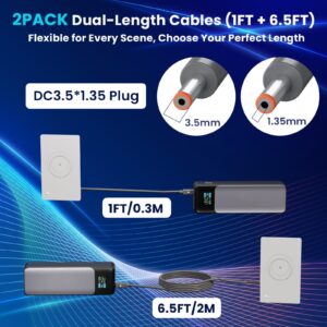 Starlink Router Mini Cable 2 Pack (1FT 6.5FT) USB C to DC Power Cable Compatible with Mini Router, Plug and Play PD 9V Compatible Replacement for Starlink Internet Kit​