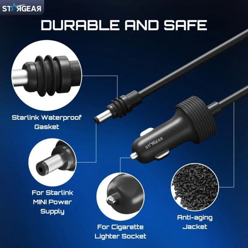 Starlink Mini Cigarette Lighter Cable – 16AWG 12-48V