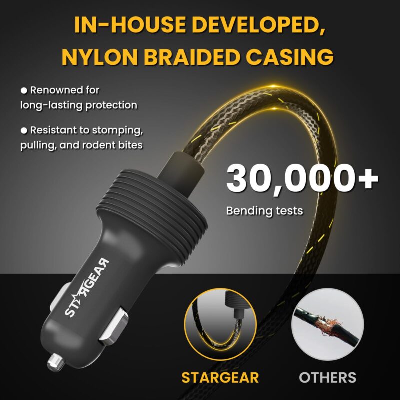 Starlink Mini Cable 12V Power Cable , Braided Wear Resistant Starlink Mini Accessories Cigarette Lighter to DC Cord, 12V to 48V Car Charger Car Adapter