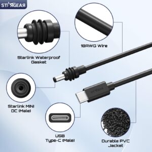 Starlink Mini Cable , 18AWG 140W Starlink USB C to DC Power Cable Cord, Waterproof Barrel Jack, Mini Accessories Work with 65W+ PD Source, Compatible with 28V PPS 20V PD Protocols