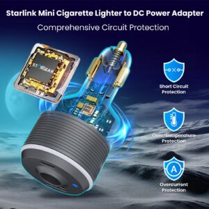 Starlink Mini Car Adapter, 3-in-1 Car Charger for Starlink Mini, 12V to 24V DC Step Up Converter with Dual USB Ports, Cigarette Lighter Adapter for Starlink Mini Power Supply,Ideal for RV,Boat,Trailer