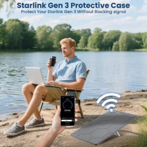 Starlink Gen 3 Protective Cover Case, Starlink Standard Gen 3 Case for Satellite Dish, Silicone Hail Protector Cover for Starlink Standard, Waterproof,Impact Resistant to Rocks/Sand/Hail