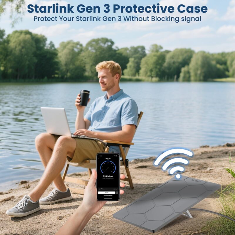 Starlink Gen 3 Protective Cover Case, Starlink Standard Gen 3 Case for Satellite Dish, Silicone Hail Protector Cover for Starlink Standard, Waterproof,Impact Resistant to Rocks/Sand/Hail