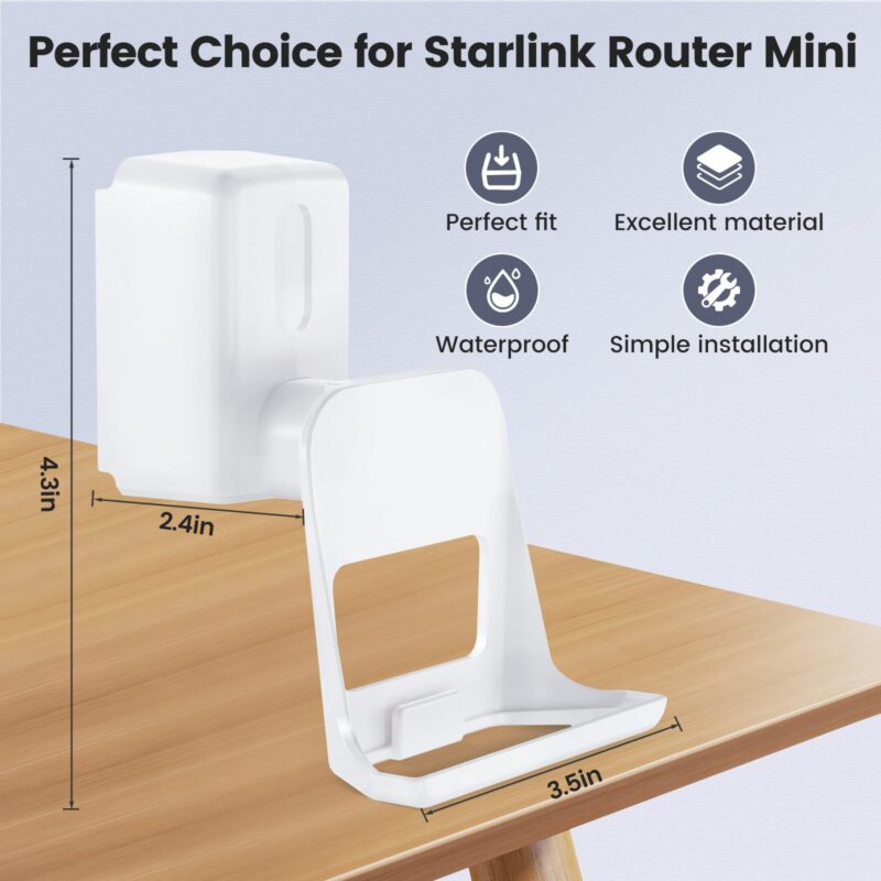 Starlink Router Mount, 2 in1 Wall Mount for Starlink Router Mini and Power Supply Mounting Kit, Hidden Power Adapter Holder for RV/Home/Office, Officially Compatible with Starlinks Mini Mesh Routers