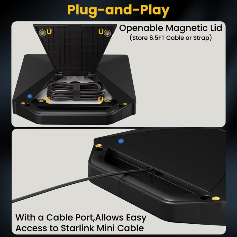 Starlink Mini Protective Cover Case, Portable Protector with 7 1/4"-20 Nuts for DIYer-Friendly to Expand as Starlink Mini Mount, Silicone Cover with Sturdy Handle Shoulder Strap for Satellite Dish