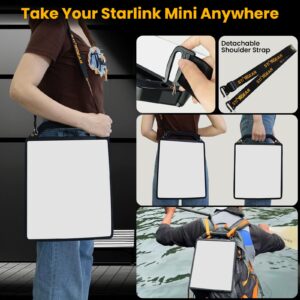 Starlink Mini Clamp Mount with Protective Silicone Case, 2 in 1 Satellite Dish Mounting Kit & Cover with Adjustable Clamp Mount Handle Shoulder Strap & 1/4"-20 Nuts for RVs Car Boat/Road Trip