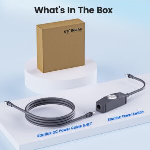 Starlink Mini Cable, IP67 Waterproof Power Switch with Starlink Mini DC Power Cable 6.4FT for Minis and Gen 3, 16AWG Extension Cable&Power Adapter with One-Touch Metal Button&Dual LEDs for RV Camping