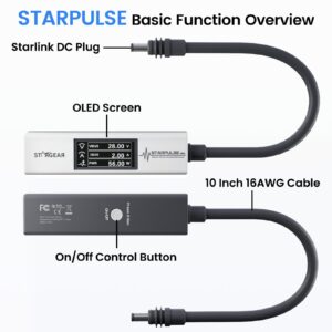 Starlink Power Monitor for Mini & Gen 3, Real-Time Power Meter Tester with OLED Display, On/Off Switch, 0-57V Input/OverCurrent Protection for Starlink Mini Accessories & Car Adapter