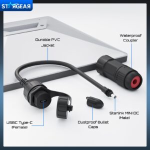 7 Starlink Mini Cable USB C Power Adapter, DC Male to Type-C Female Adapter Cable with Waterproof Coupler, Starlink Accessories Work with 28V/20V PD Source